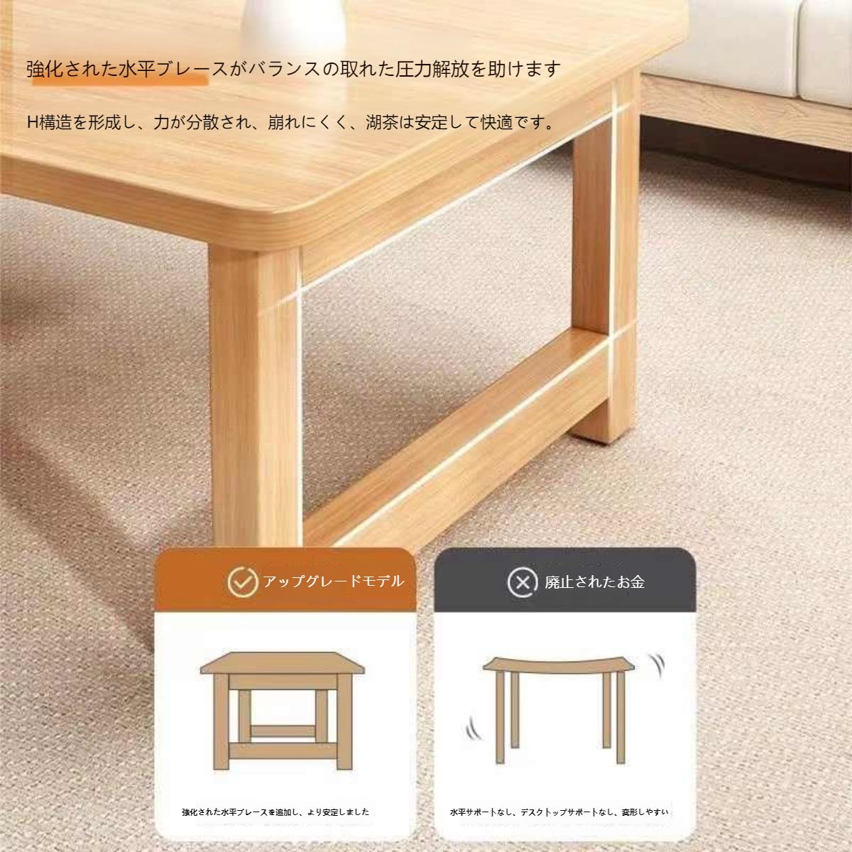 無垢材　折りたたみローテーブル 無垢材 折りたたみローテーブル(圧着タイプ) | 大阪府守口市